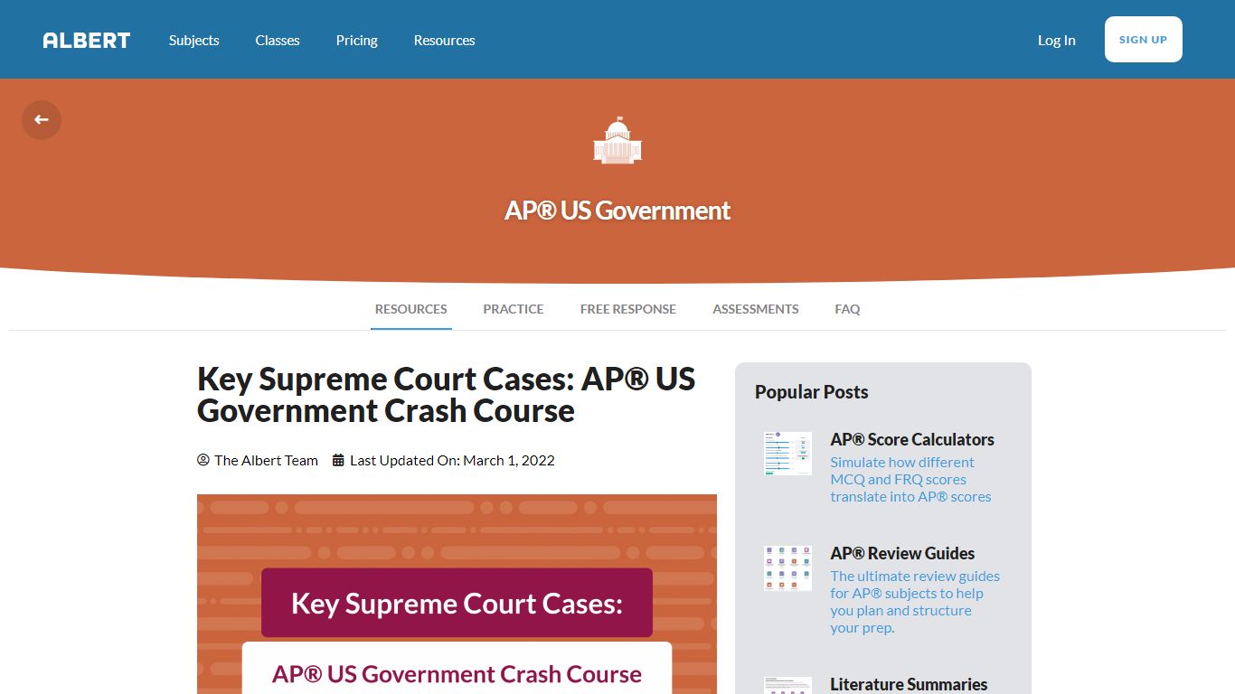 Key Supreme Court Cases: AP® US Government Crash Course - Albert Resources